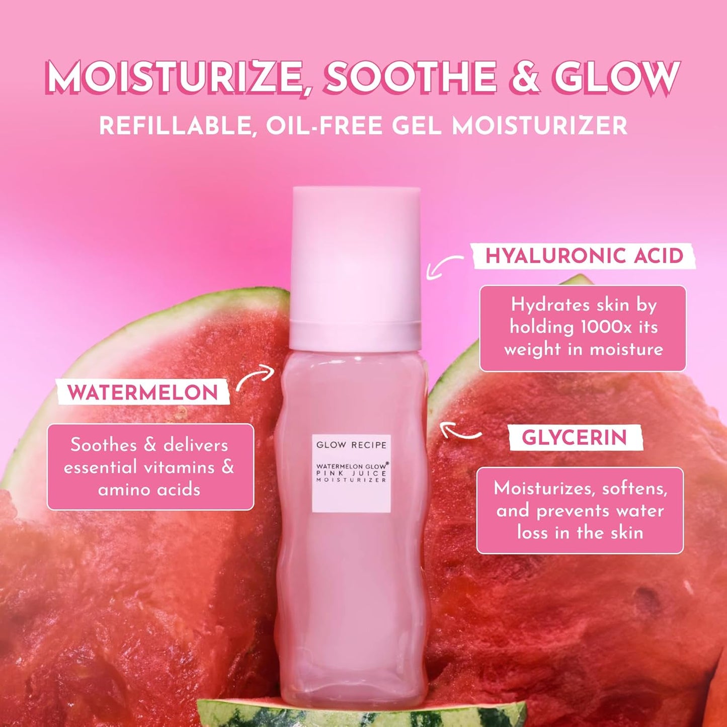 Pink Juice Water Gel Face Moisturizer for Women, Men & Teens - Hydrating Hyaluronic Acid, Radiance Boosting, Non-Comedogenic, Oil-Free, Long-Lasting Korean Skin Care for Oily Skin (50Ml)